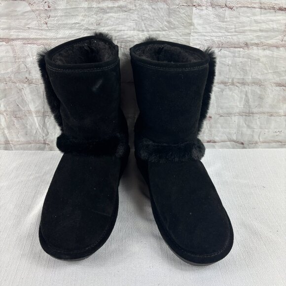 Bearpaw Women's 9 Black Suede Faux Fur Insulated Ashleigh Winter Boots - Picture 5 of 11